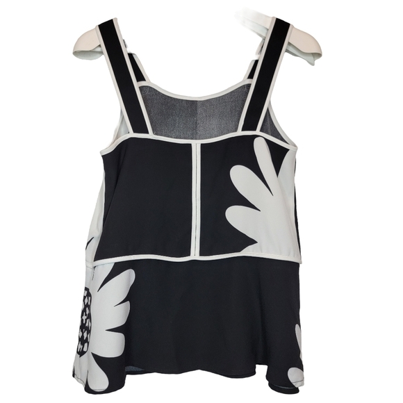 VICTORIA BECKHAM TARGET Top Floral Daisy Peplum Black Women Sz XS Lagenlook Mod - Picture 5 of 10